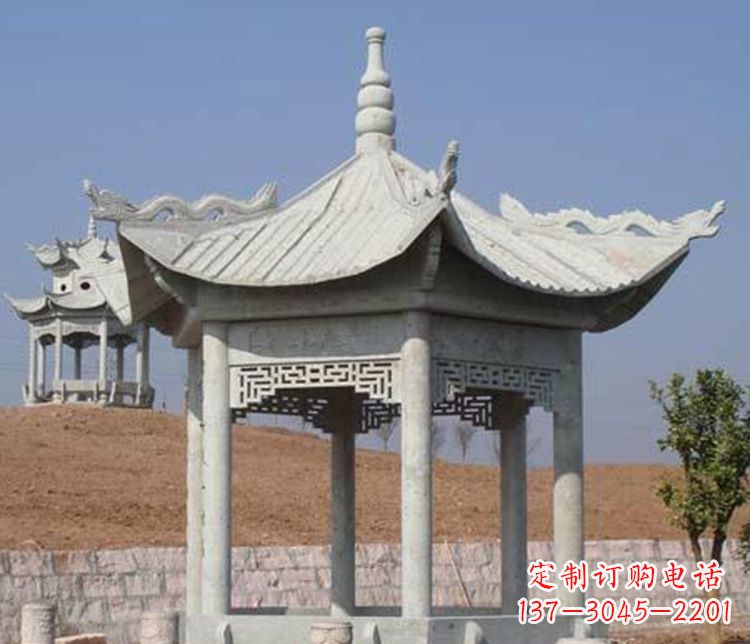 泸州精美大理石六角凉亭石雕