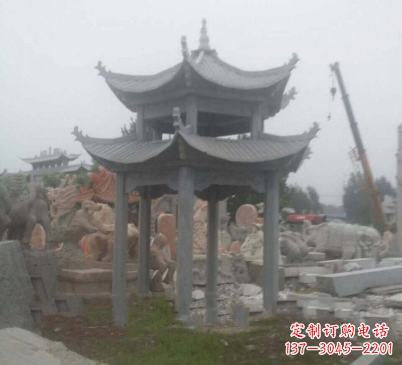 泸州大理石六角凉亭石雕,精美绝伦