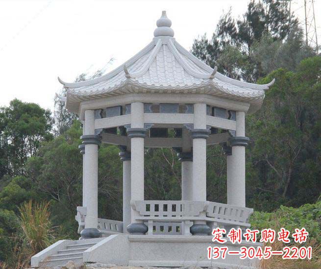 泸州大理石六角石雕凉亭营造舒适环境的完美体现