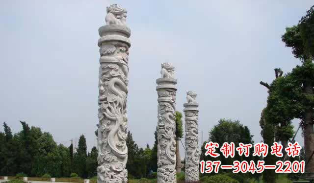 泸州精美大理石龙柱雕塑