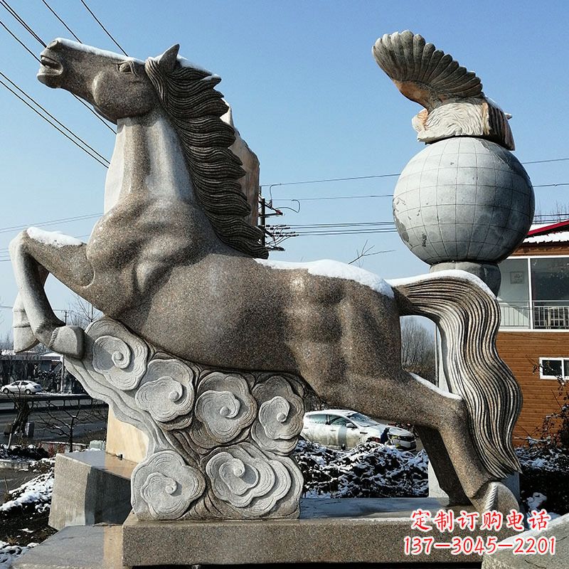 泸州大理石马踏祥云雕塑