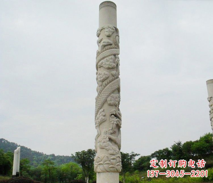 泸州大理石盘龙柱雕塑