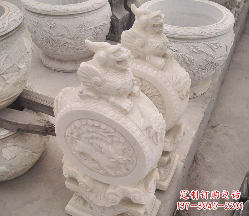 泸州大理石貔貅抱鼓石雕塑
