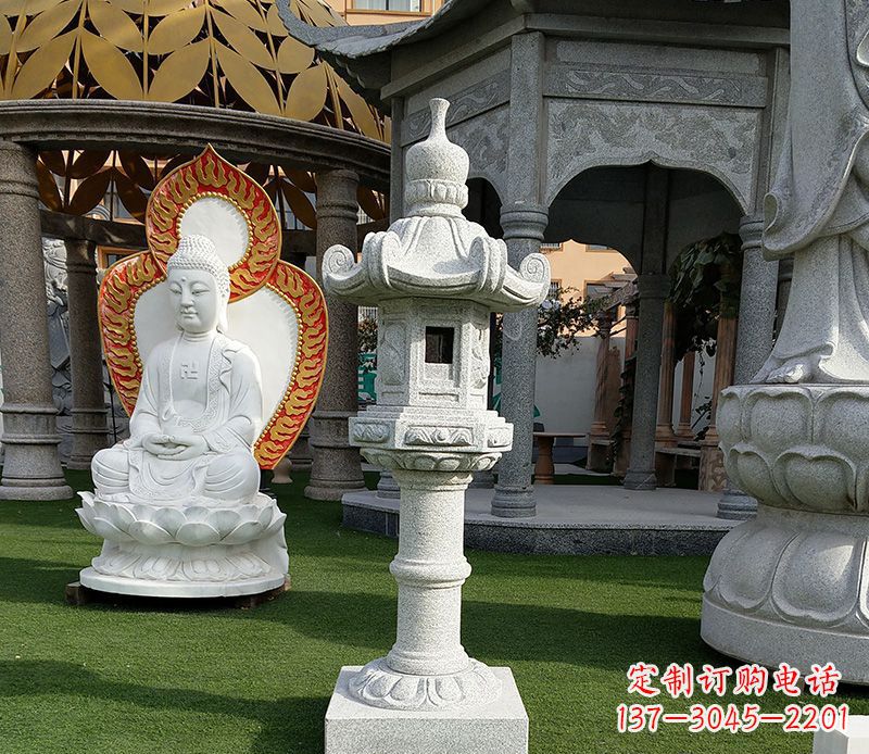 泸州独特的大理石石灯笼寺庙石雕