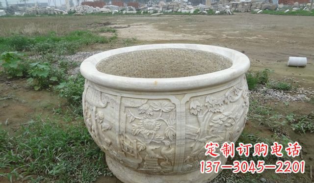 泸州大理石鸳鸯花盆雕塑