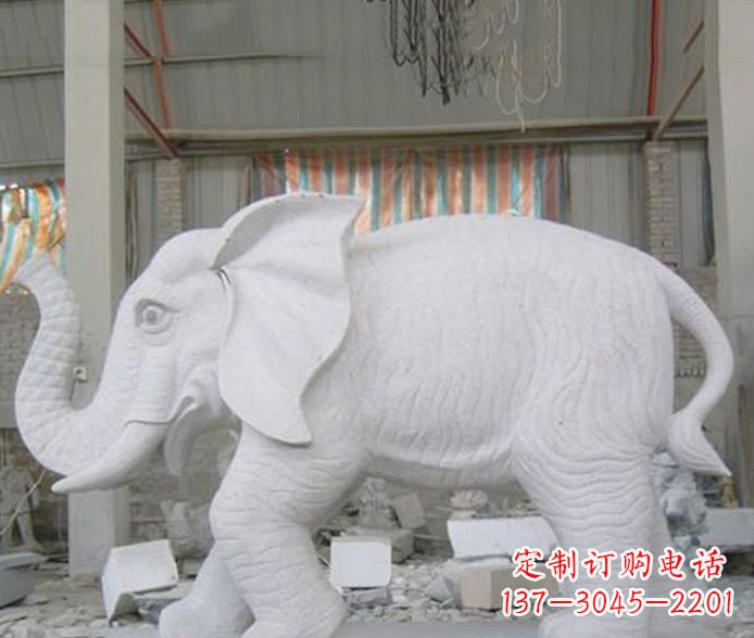 泸州象征财富的大理石招财大象雕塑