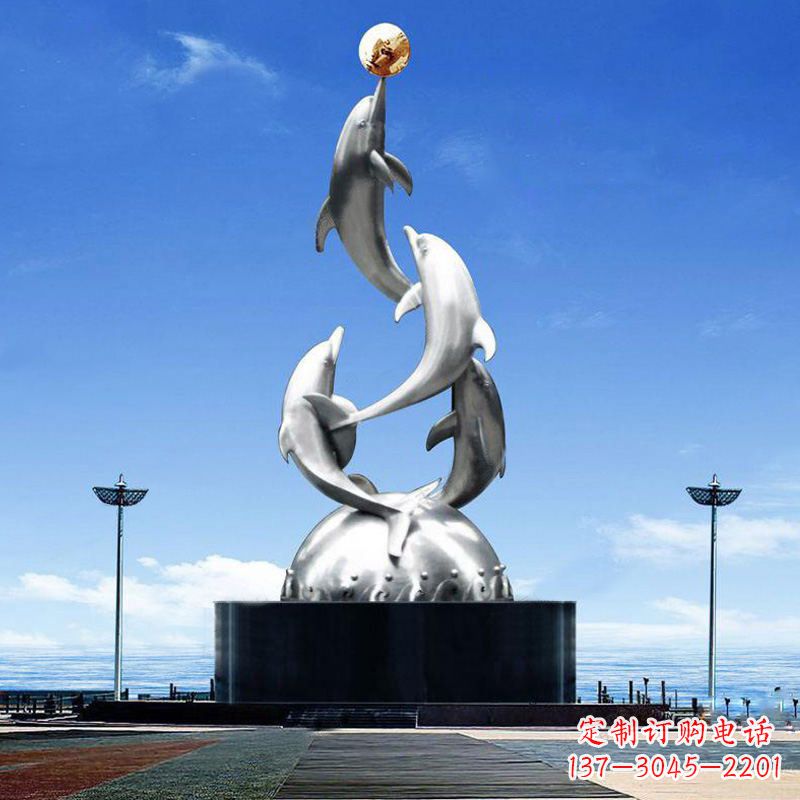 泸州引领潮流的不锈钢海豚雕塑