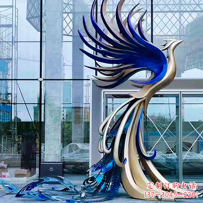泸州精美彩绘不锈钢孔雀雕塑