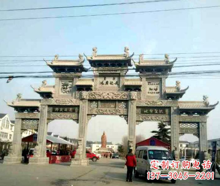 泸州大型五门石雕牌坊 (3)
