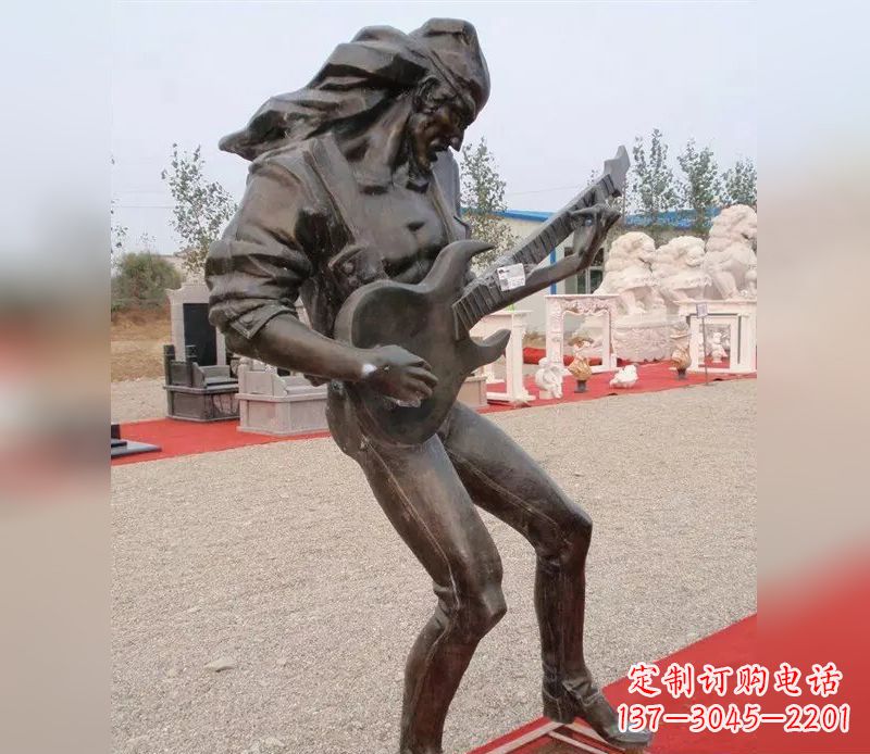 泸州弹吉他广场小品人物铜雕