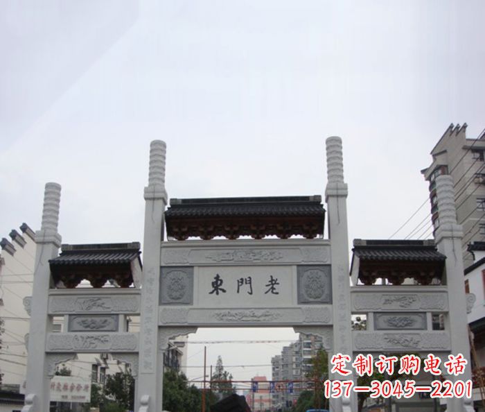 泸州精美三门石牌坊雕塑