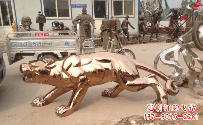 泸州精美不锈钢豹子雕塑