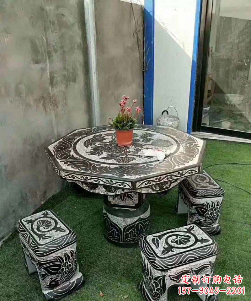 泸州多边形石头桌凳雕塑