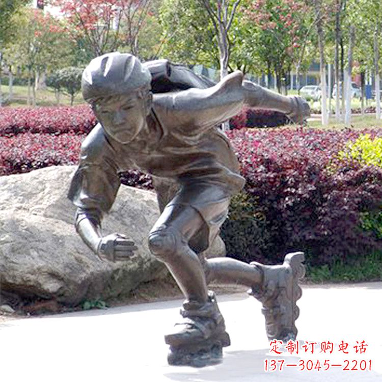 泸州精致童话,铜雕刻儿童滑旱冰园人物情景