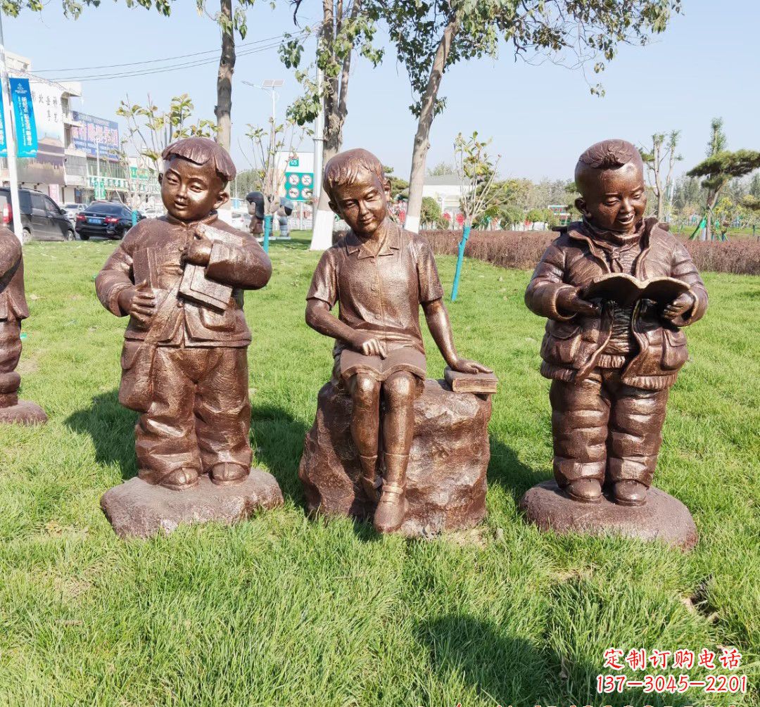 泸州优质铜雕 儿童看书人物