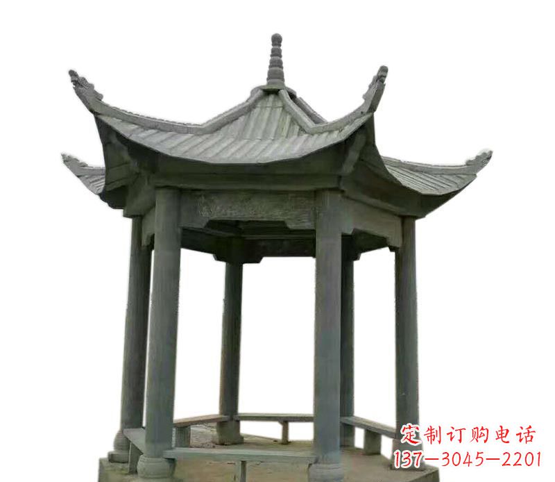 泸州仿古六角凉亭石雕 (2)