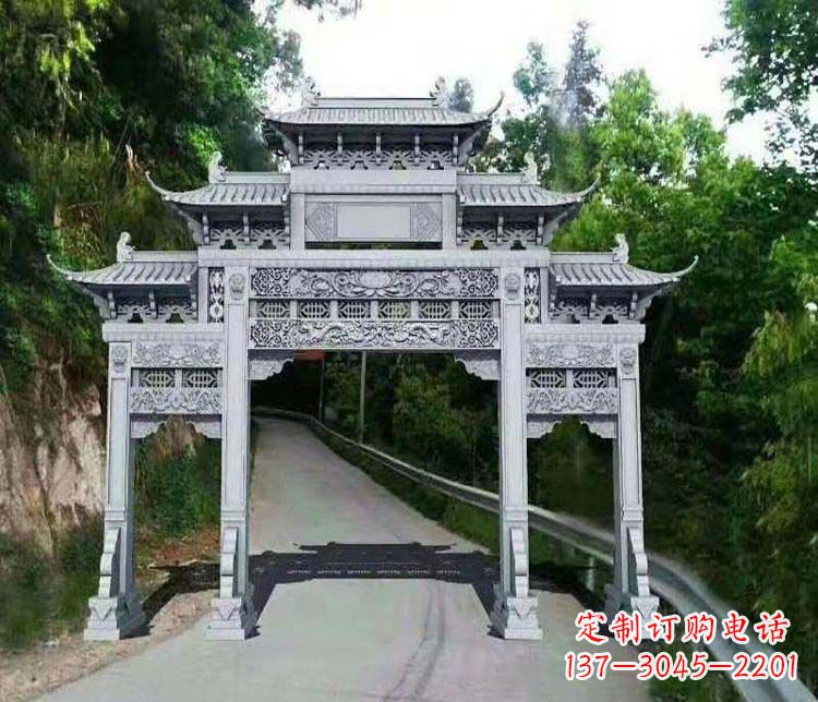泸州仿古三门牌坊石雕