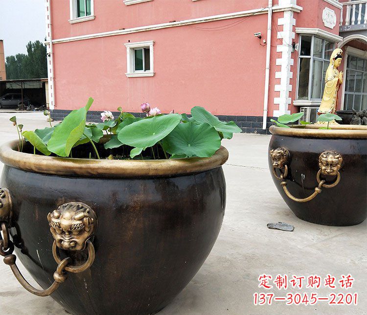 泸州精美铜雕狮子头水缸