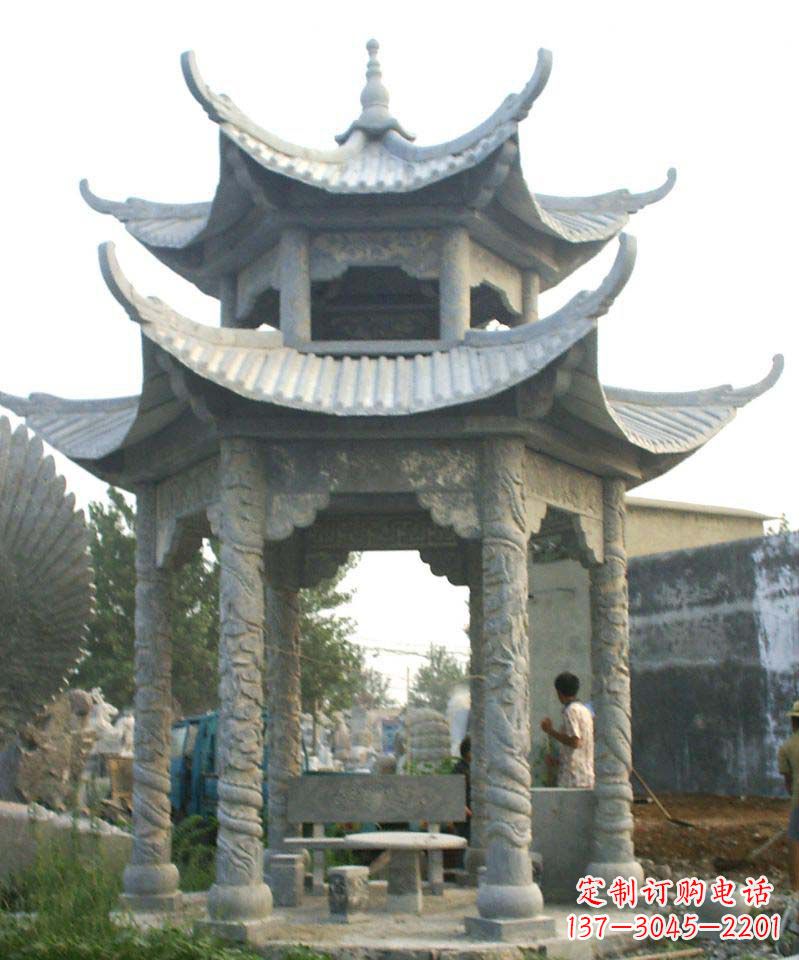 泸州传统工艺石雕凉亭,精美细致,给你温馨家园