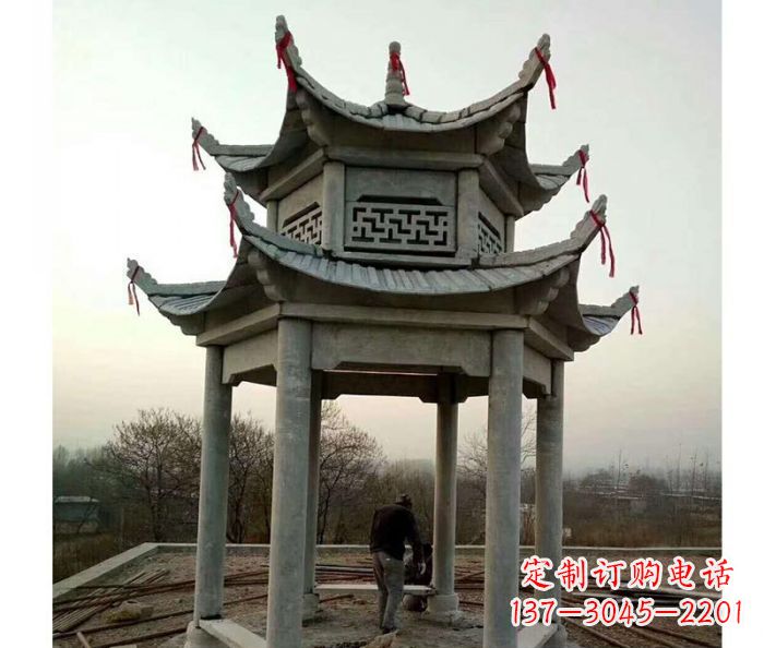 泸州仿古双层石雕凉亭