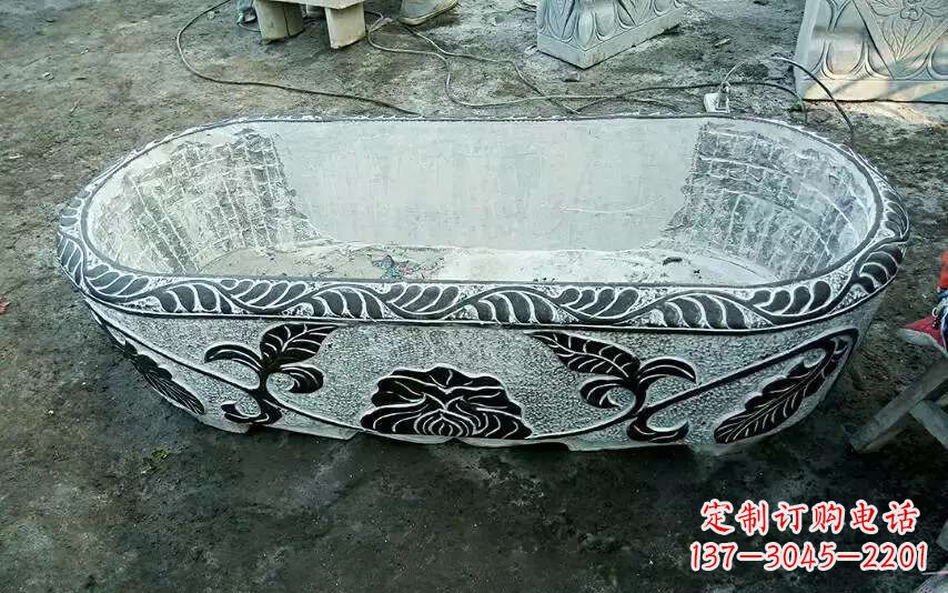 泸州风格独特的仿古石头水缸雕塑