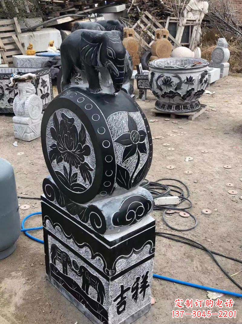 泸州仿古小象抱鼓石雕塑
