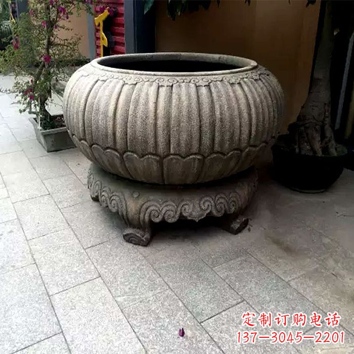 泸州精美仿古石雕花盆雕塑