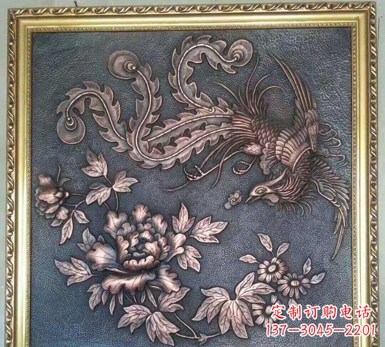 泸州凤凰牡丹铜浮雕
