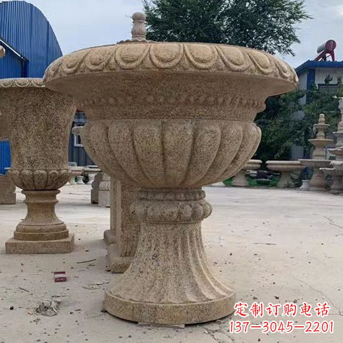 泸州优雅高墩欧式石雕花盆