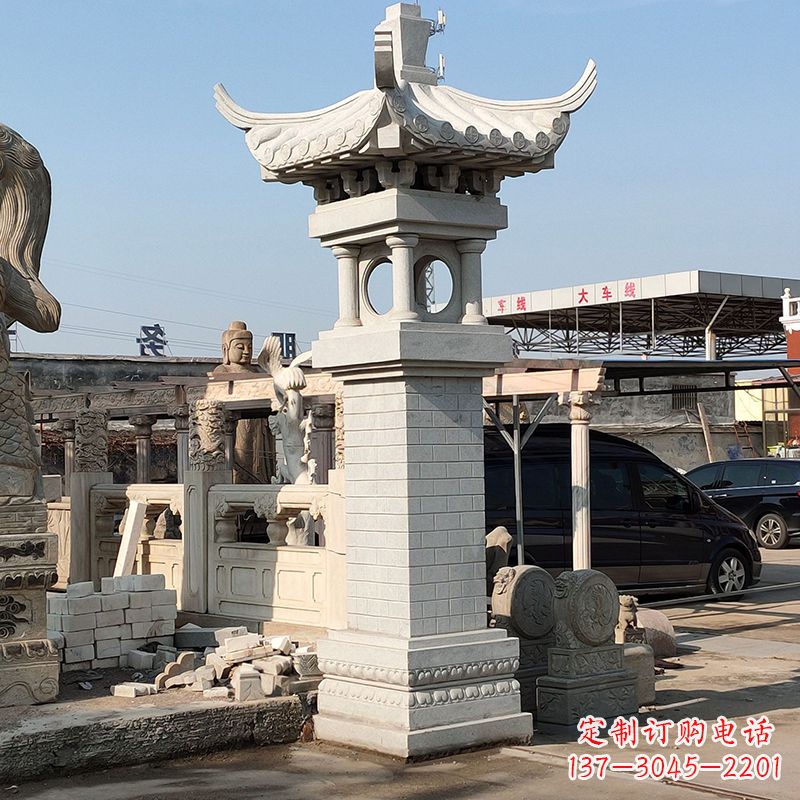 泸州高墩中式石雕灯笼美观厚重的传统中国风雕塑