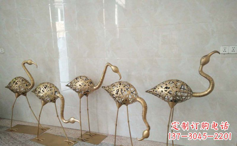 泸州不锈钢抽象火烈鸟动物雕塑