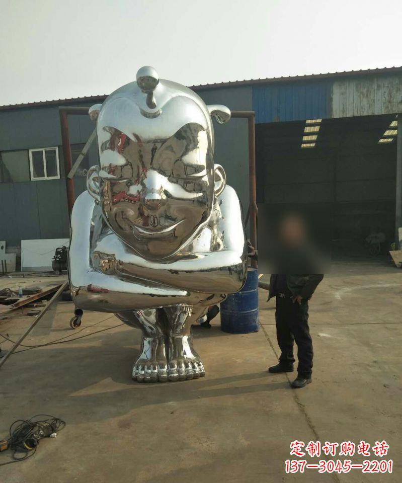 泸州大型不锈钢蹲着的儿童雕塑