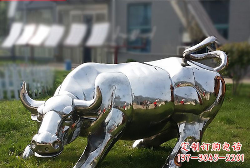 泸州精致美观的高端不锈钢动物牛雕塑