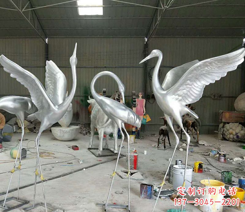 泸州艺术雕刻仙鹤不锈钢雕塑