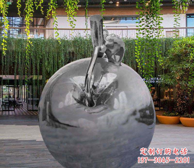 泸州公园时尚不锈钢镜面苹果雕塑