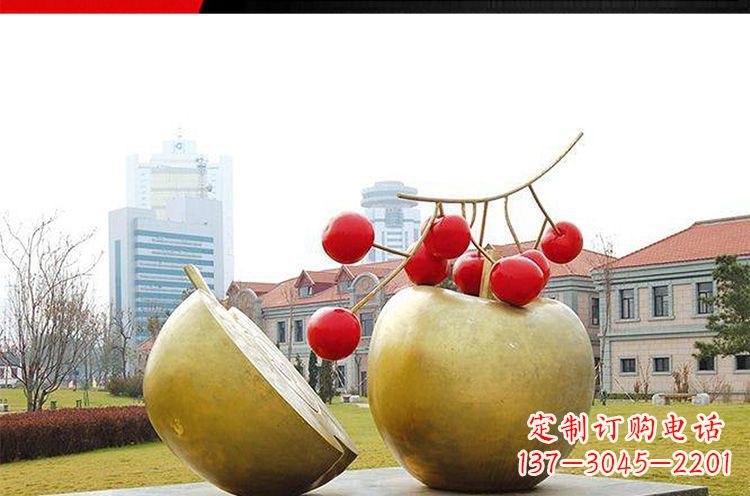 泸州公园不锈钢苹果樱桃雕塑