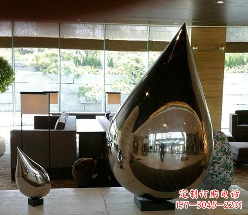 泸州公园不锈钢水滴球景观雕塑