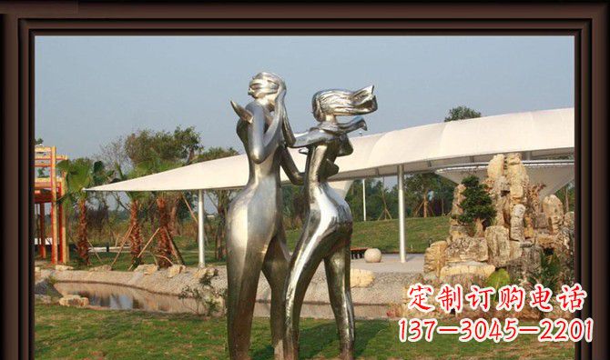 泸州一对动感传情的不锈钢跳舞情侣雕塑