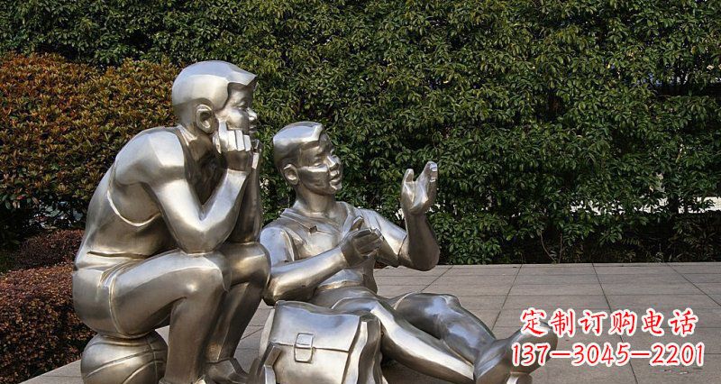 泸州一起勇敢长大——不锈钢学生雕塑