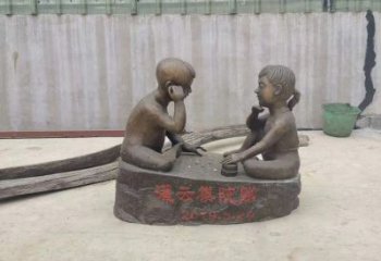 泸州精美儿童下棋铜雕