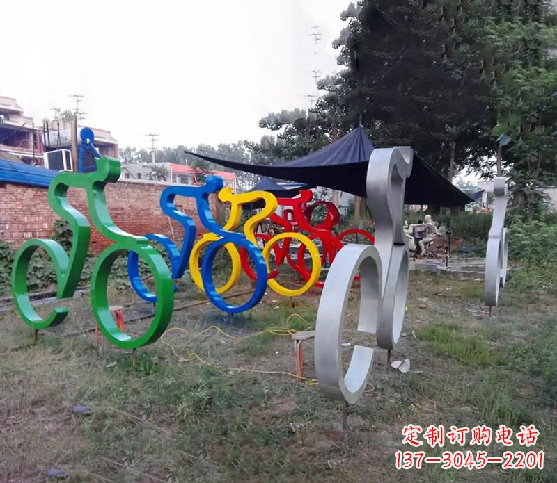 泸州抽象不锈钢自行车雕塑