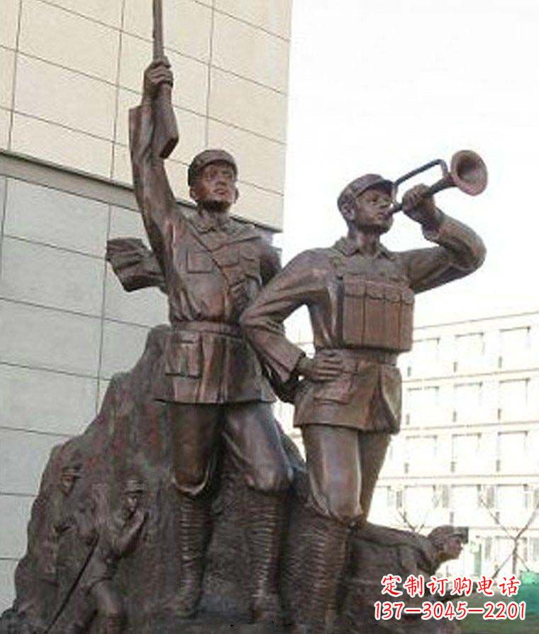 泸州革命精神熠熠冲锋号铜雕