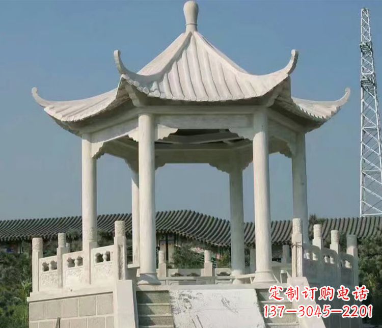 泸州极具视觉冲击力的大理石六角石凉亭雕塑