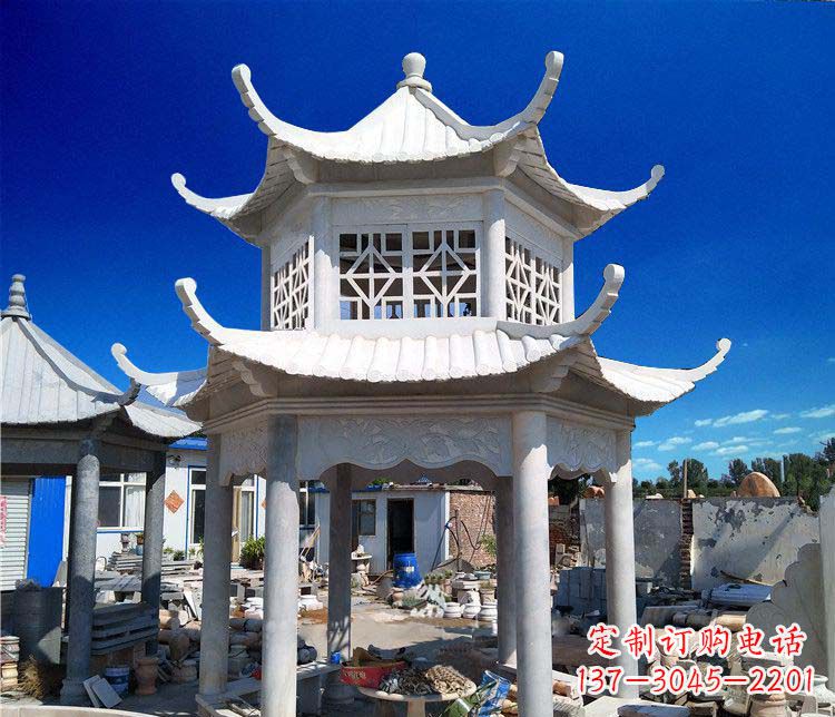 泸州大理石双层凉亭雕塑