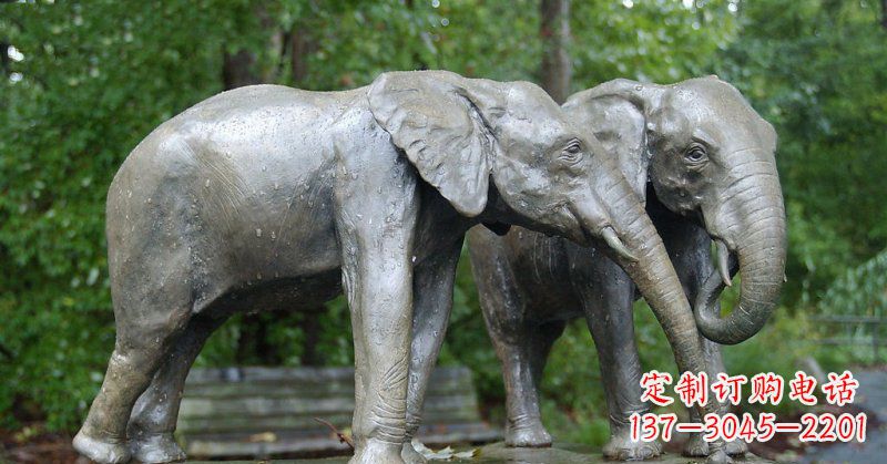泸州公园大象动物铜雕 (2)