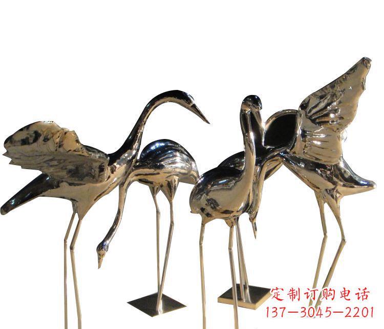 泸州三角中国领雕塑不锈钢仙鹤雕塑