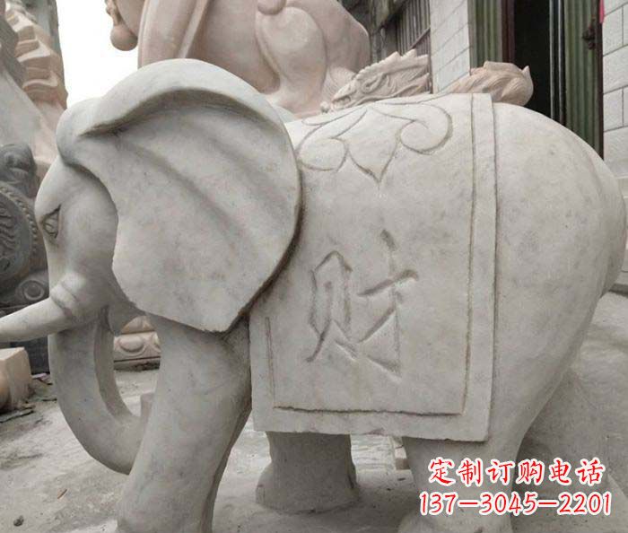 泸州公园动物大理石大象石雕 (2)