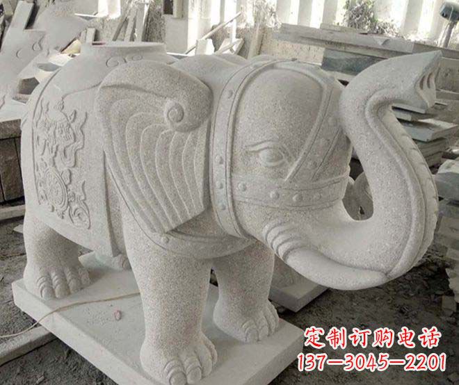 泸州公园动物大理石大象石雕 (3)