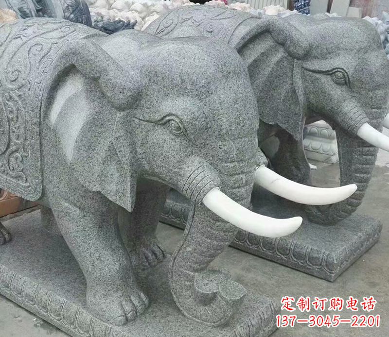 泸州公园动物大理石大象石雕 (6)
