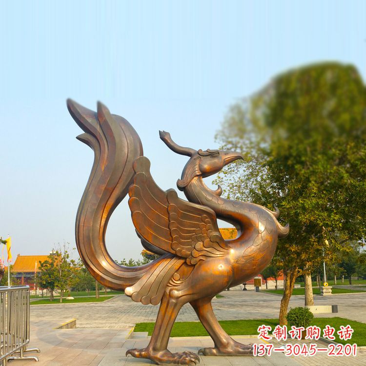 泸州纯铜铸造的四灵之朱雀雕塑
